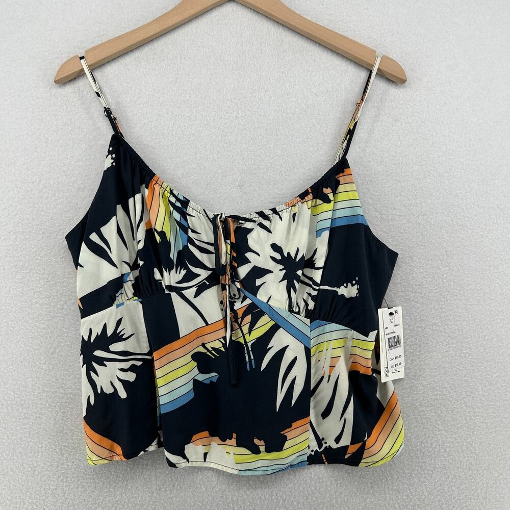 RIP CURL Tank Top Womens XL High Tide Hoffman Cami Hibiscus Floral Black NEW